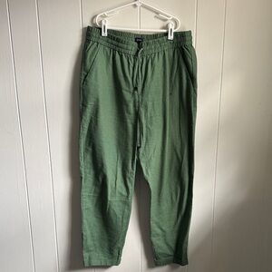 J. Crew Women's Green Linen Pants Sz 6